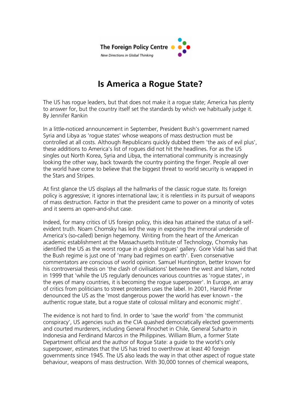 Is America a Rogue State?