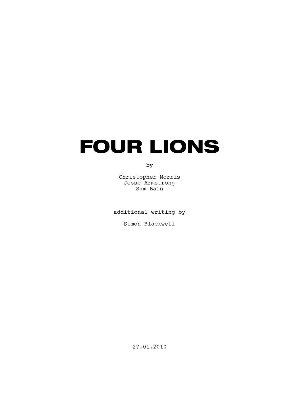 FOUR LIONS by Christopher Morris Jesse Armstrong Sam Bain