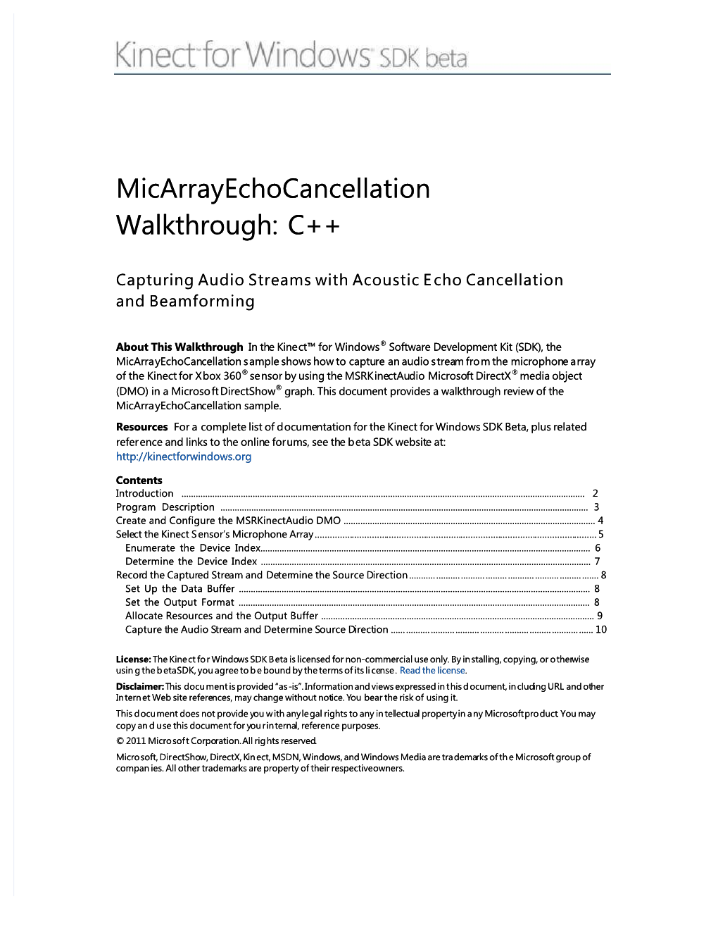 Micarrayechocancellation Walkthrough: C++