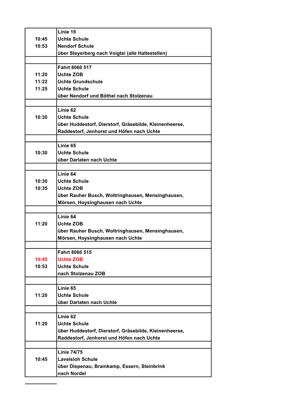 Linie 19 10:45 Uchte Schule 10:53 Nendorf Schule Über Steyerberg Nach Voigtei (Alle Haltestellen)