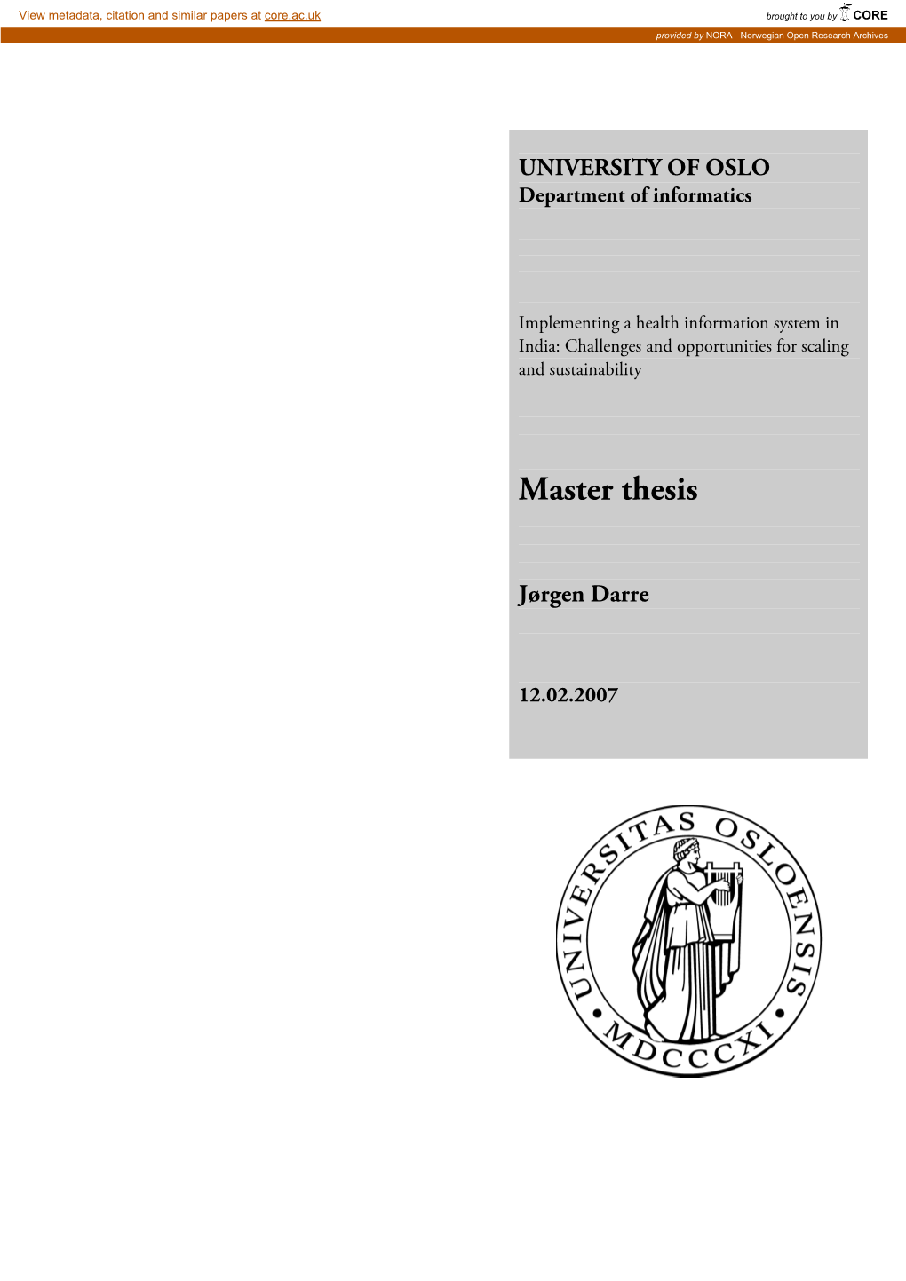 Master Thesis