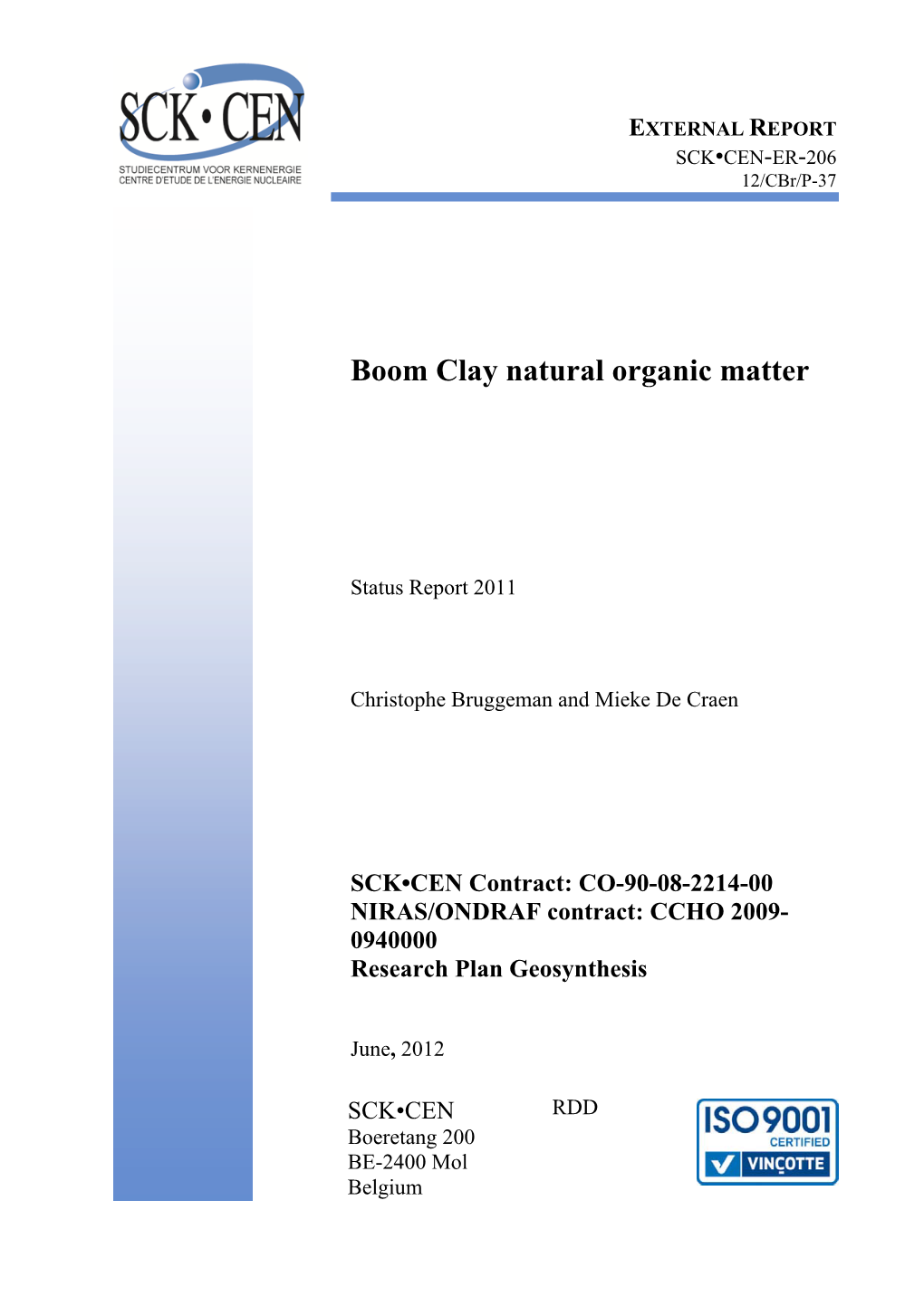 Boom Clay Natural Organic Matter