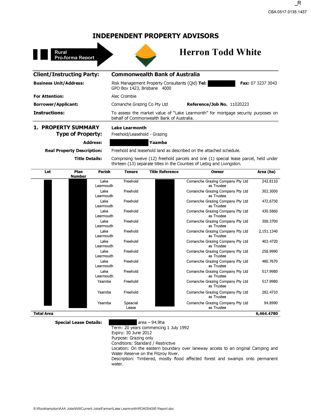 Herron Todd White Pro-Forma Report