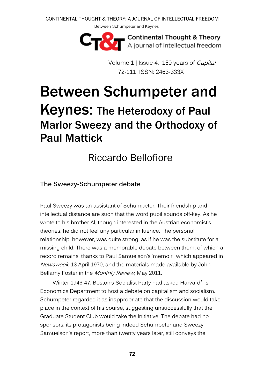 Between Schumpeter and Keynes