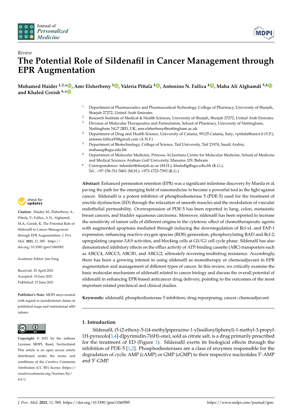 The Potential Role of Sildenafil in Cancer Management Through EPR Augmentation