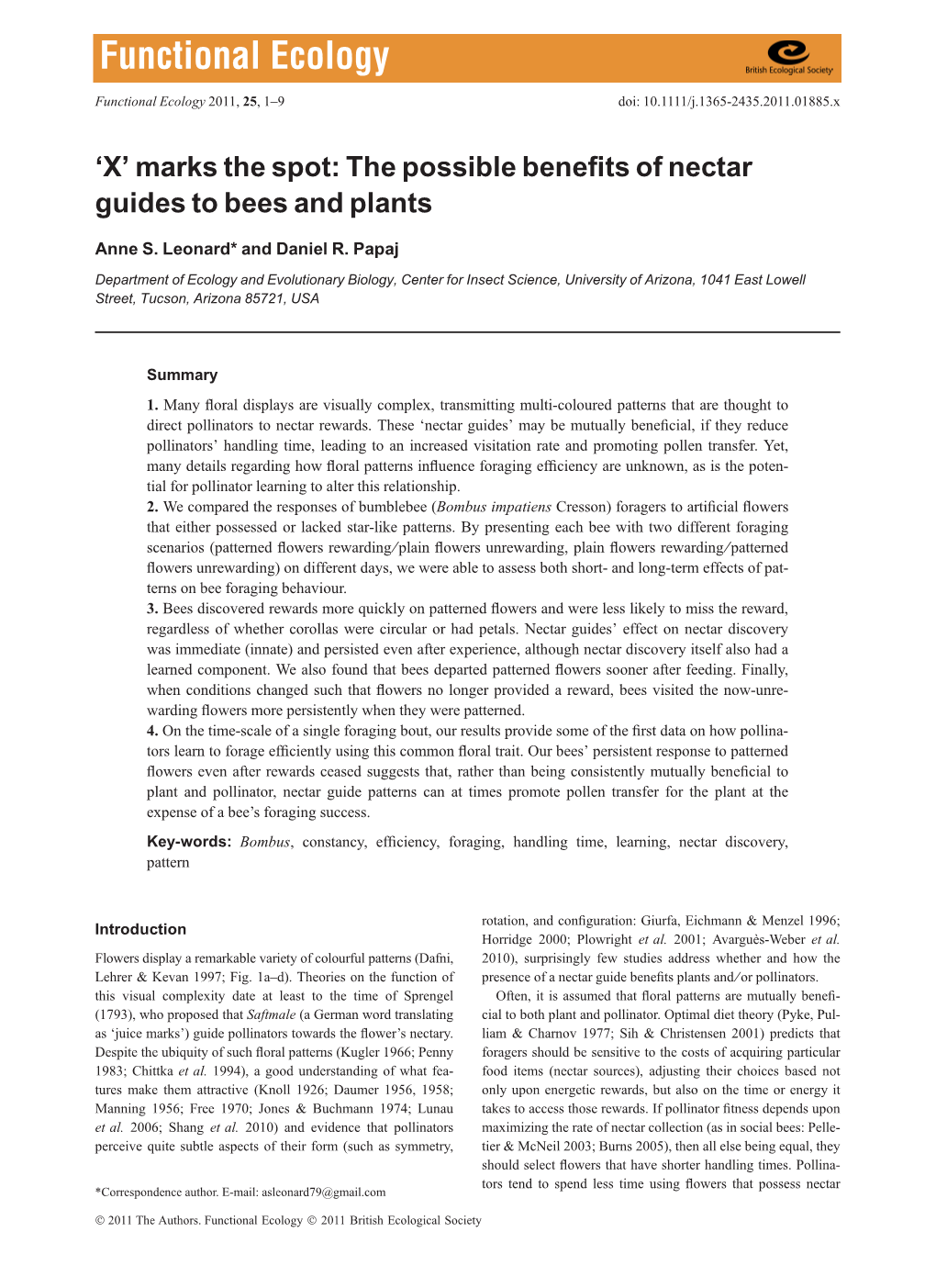 The Possible Benefits of Nectar Guides to Bees and Plants