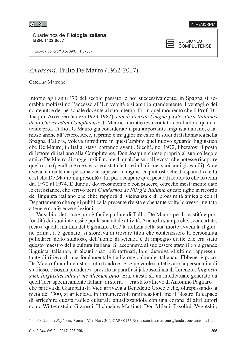 Amarcord. Tullio De Mauro (1932-2017)