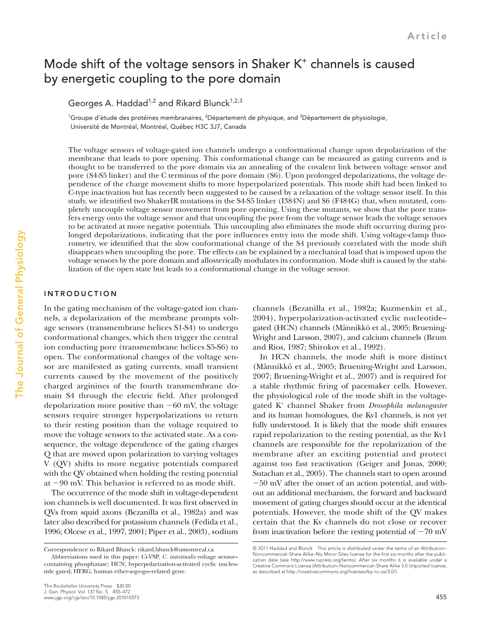 Mode Shift of the Voltage Sensors in Shaker K+ Channels Is Caused by Energetic Coupling to the Pore Domain