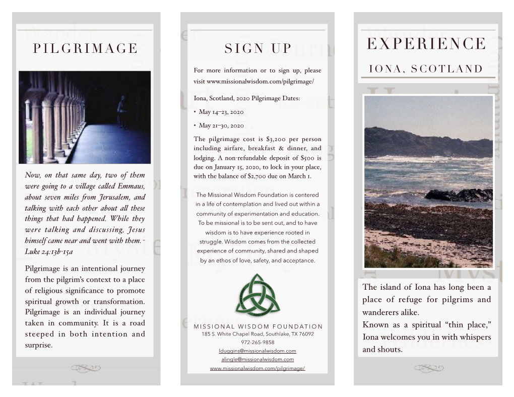 Pilgrimage Brouchure Iona 2020 Webpage