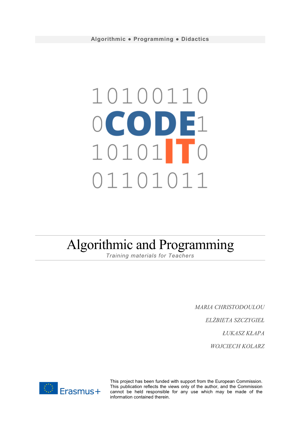 Algorithmic and Programming Training Materials for Teachers