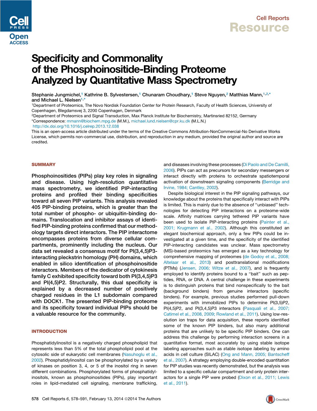 Specificity and Commonality of the Phosphoinositide-Binding