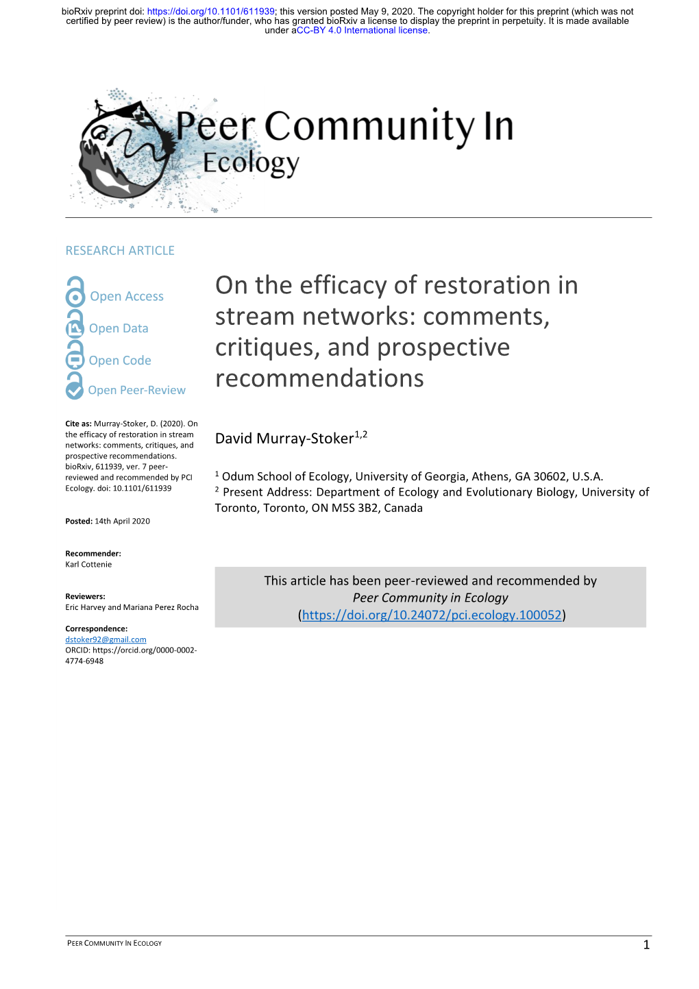 On the Efficacy of Restoration in Stream Networks: Comments, Critiques, and Prospective Recommendations
