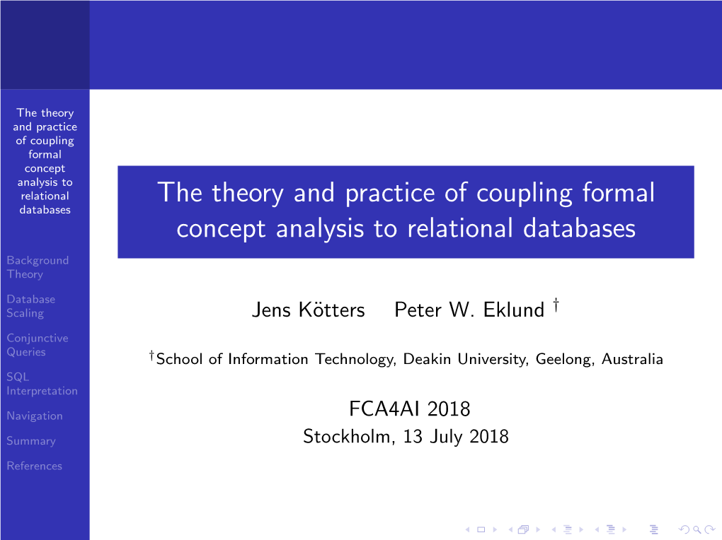 The Theory and Practice of Coupling Formal Concept Analysis to Relational