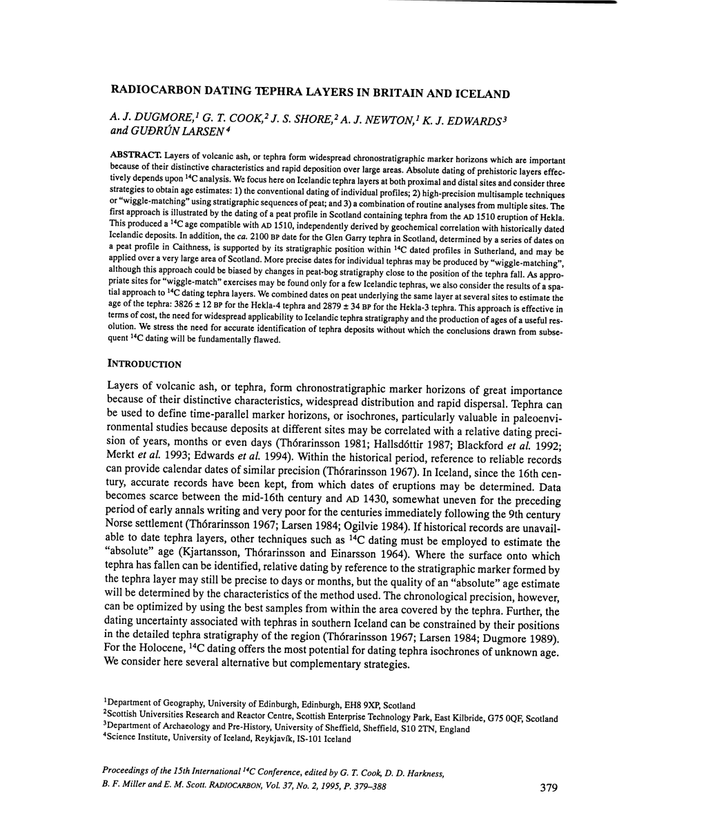 Radiocarbon Dating Tephra Layers in Britain and Iceland