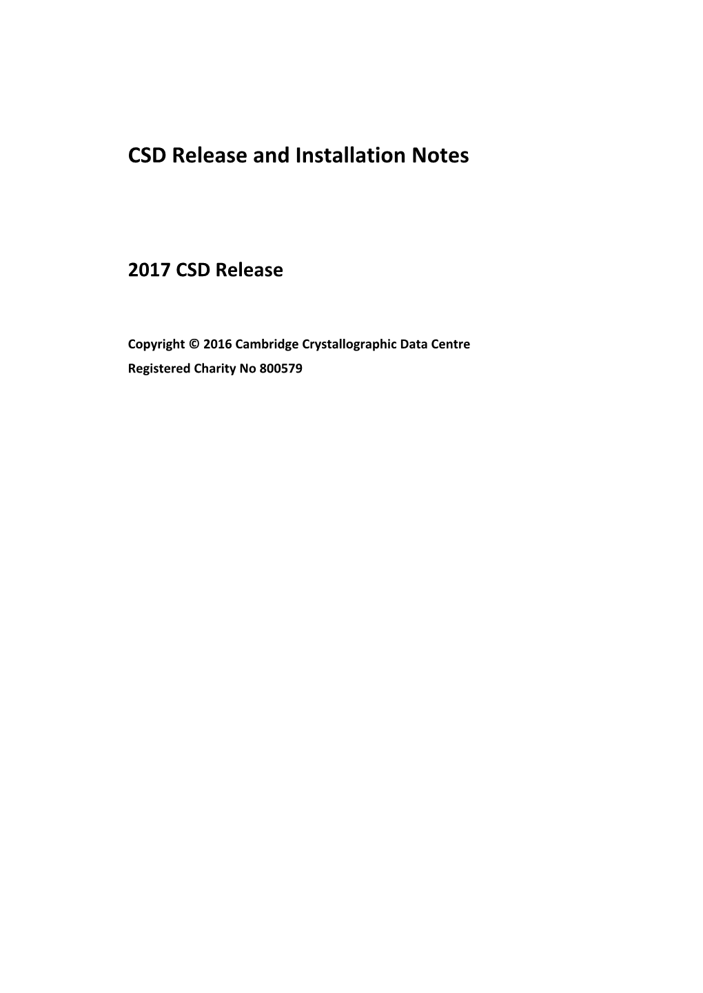 CSD Release & Installation Notes