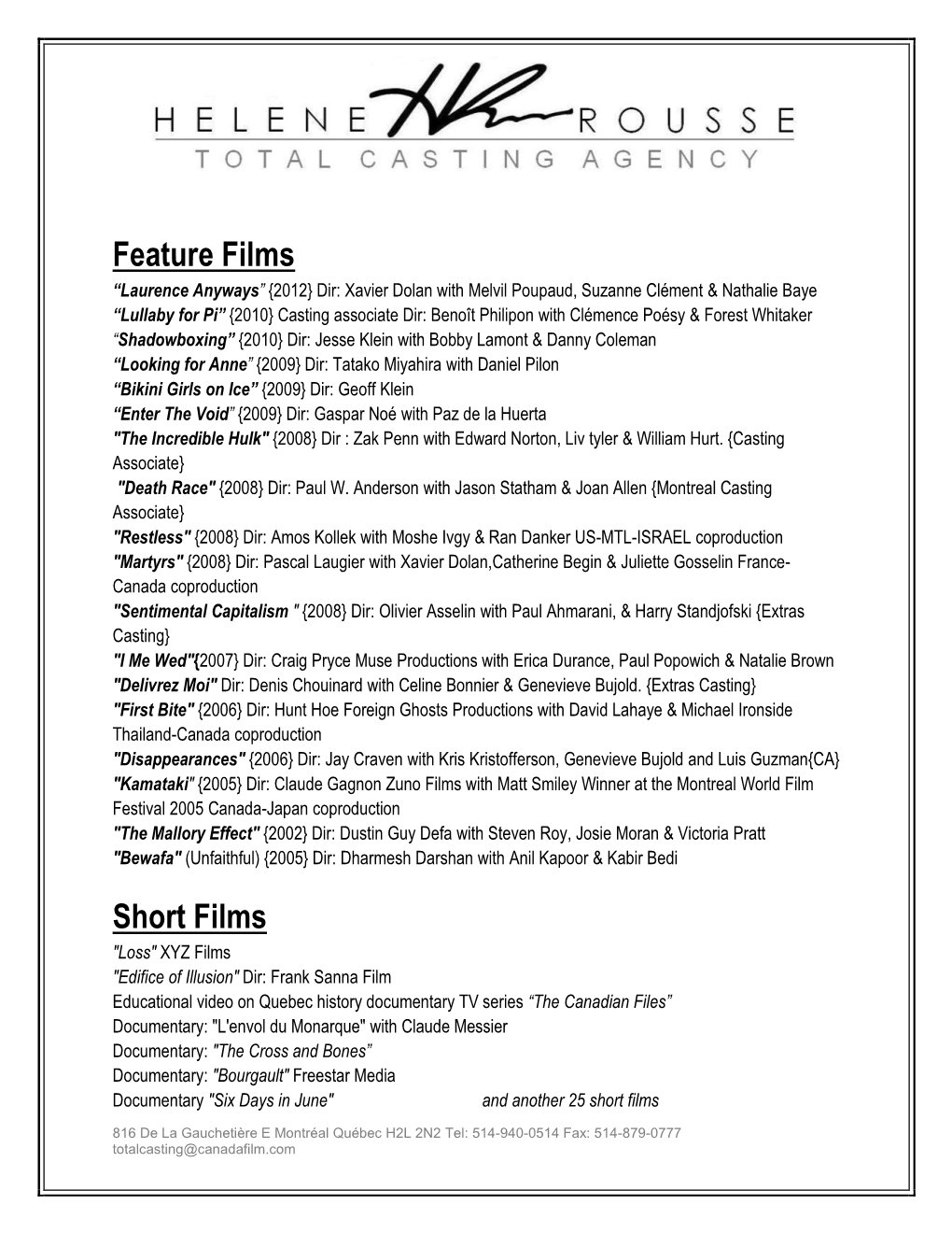 Feature Films Short Films