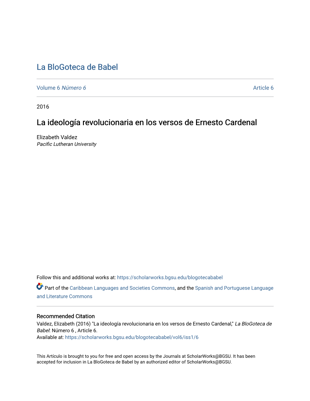 La Ideología Revolucionaria En Los Versos De Ernesto Cardenal