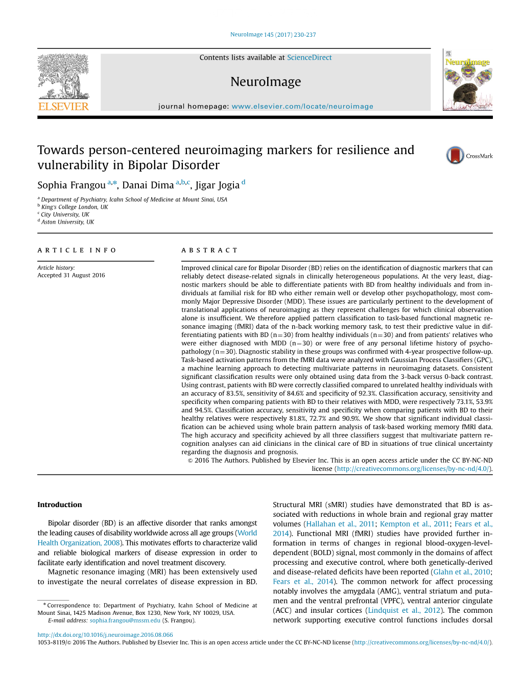 Towards Person-Centered Neuroimaging Markers for Resilience and Vulnerability in Bipolar Disorder