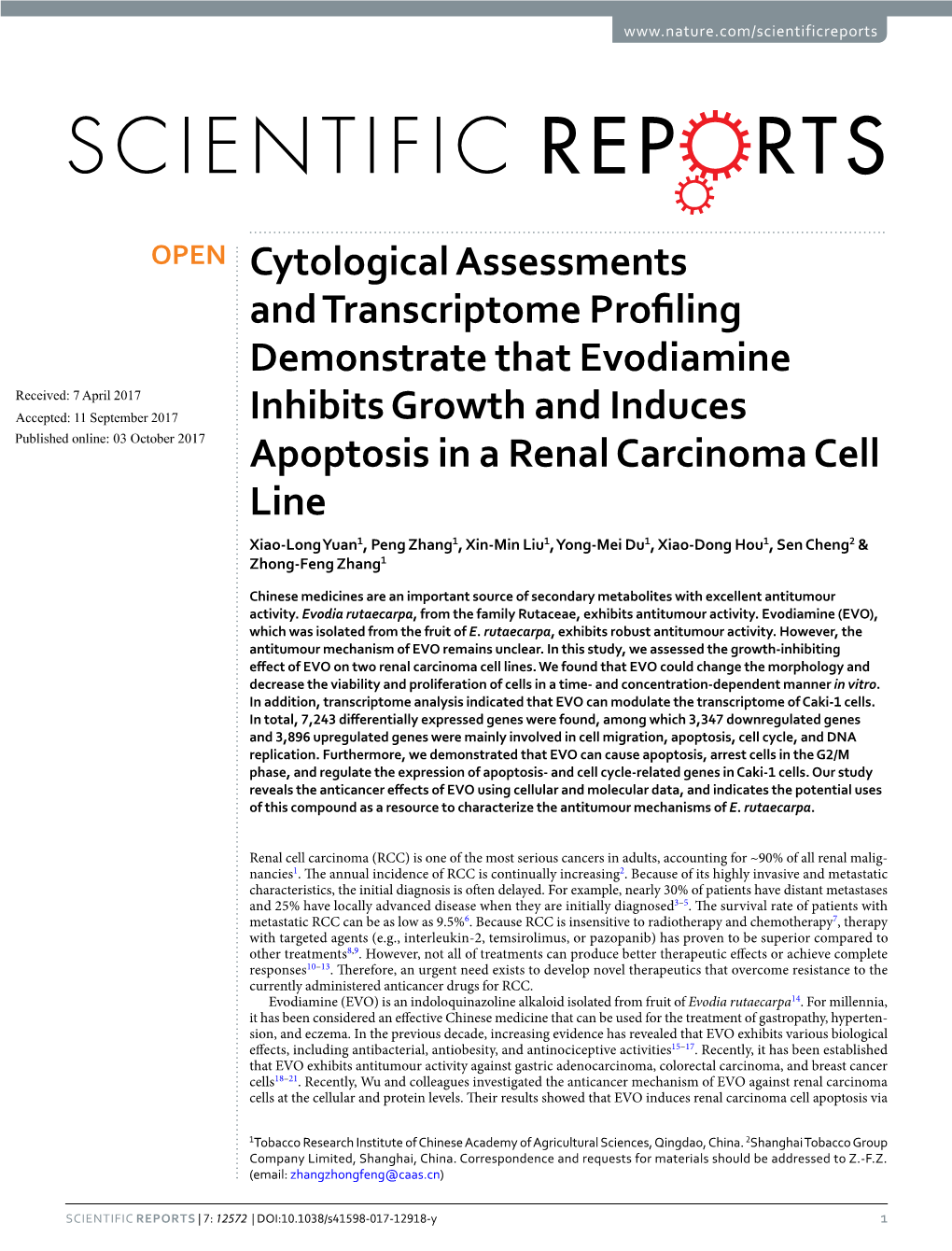Cytological Assessments and Transcriptome Profiling