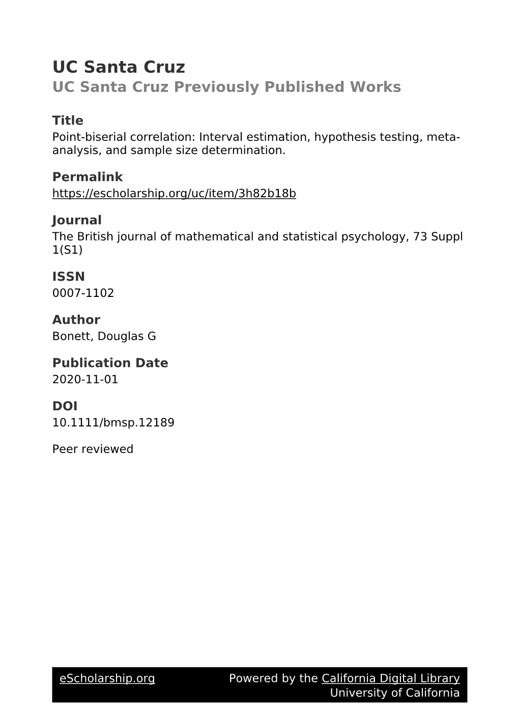 Point‐Biserial Correlation: Interval Estimation, Hypothesis Testing, Meta