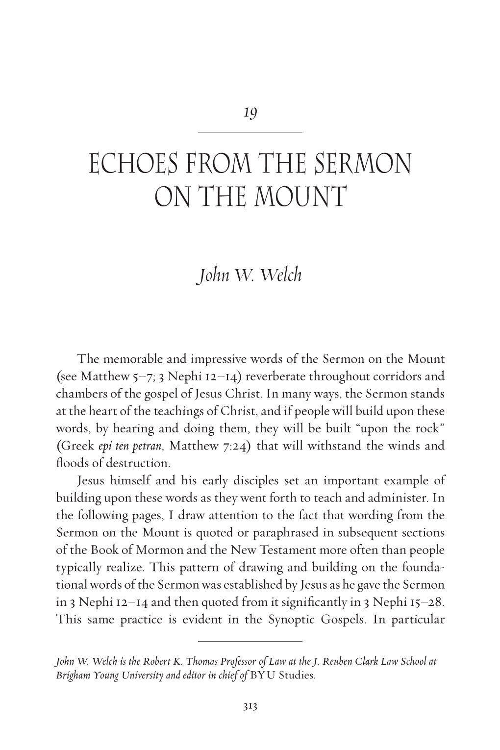 Echoes from the Sermon on the Mount