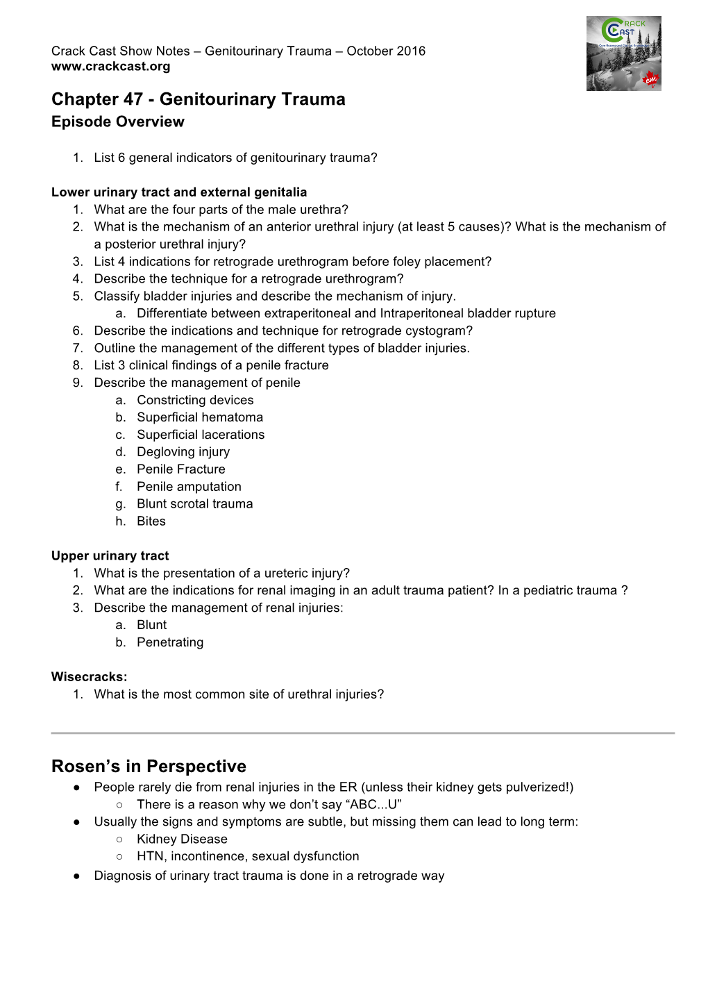 Genitourinary Trauma Rosen's in Perspective