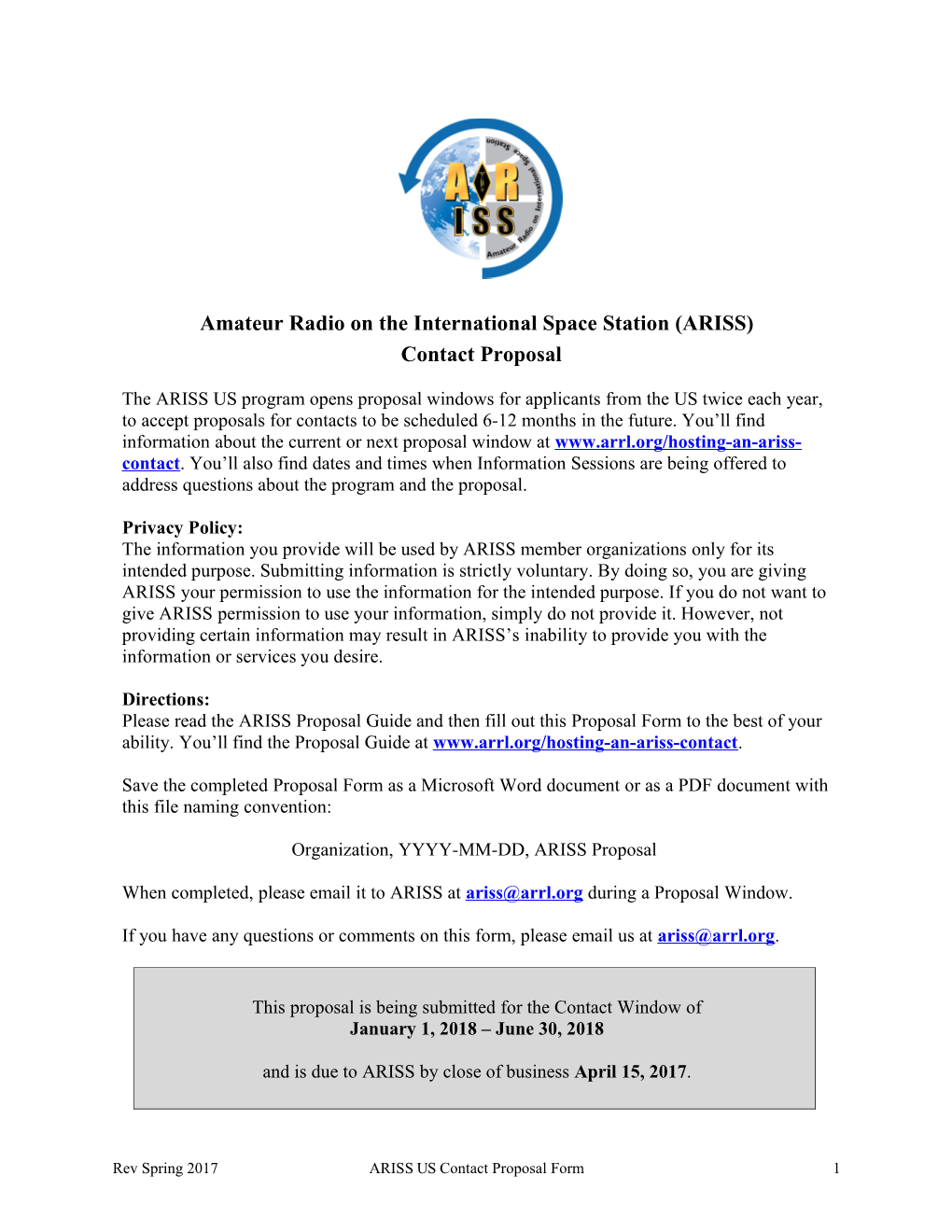 Amateur Radio on the International Space Station (ARISS)