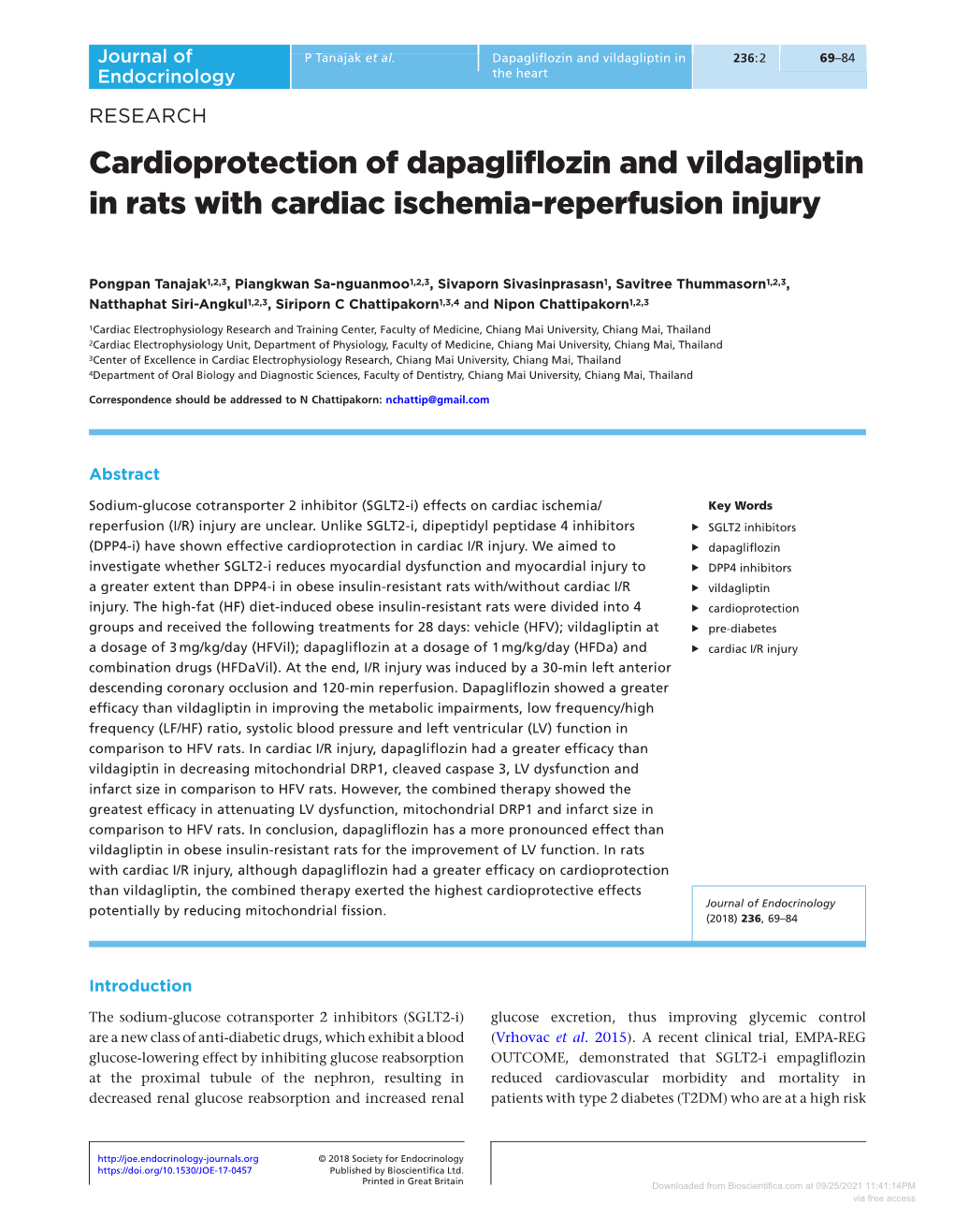 Cardioprotection of Dapagliflozin and Vildagliptin in Rats with Cardiac Ischemia-Reperfusion Injury