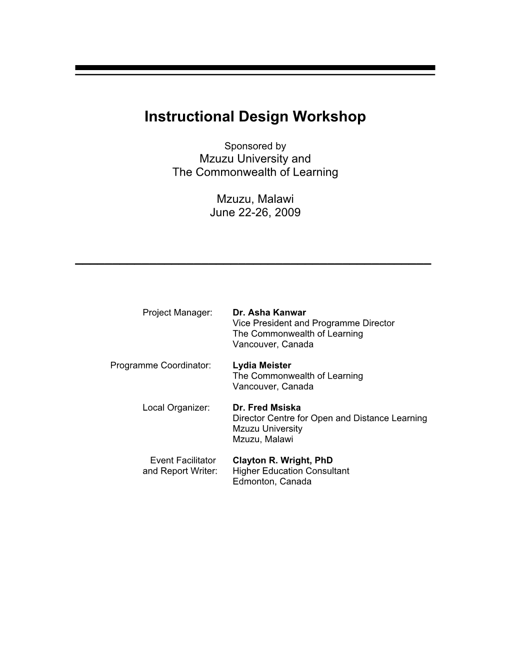 National Workshop on Instructional Design