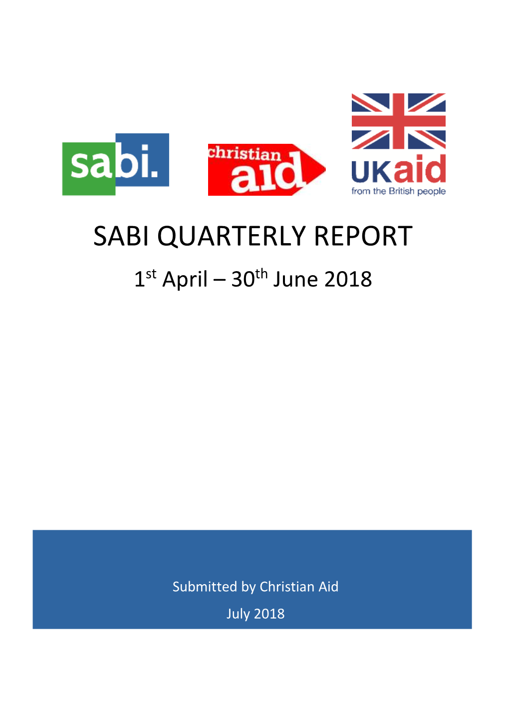SABI QUARTERLY REPORT 1St April – 30Th June 2018