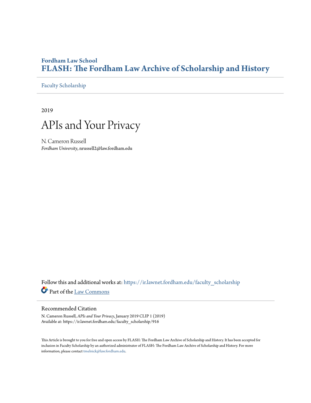 Apis and Your Privacy N