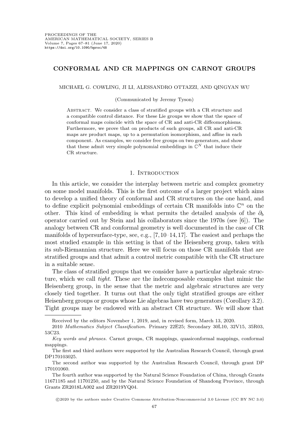 Conformal and Cr Mappings on Carnot Groups