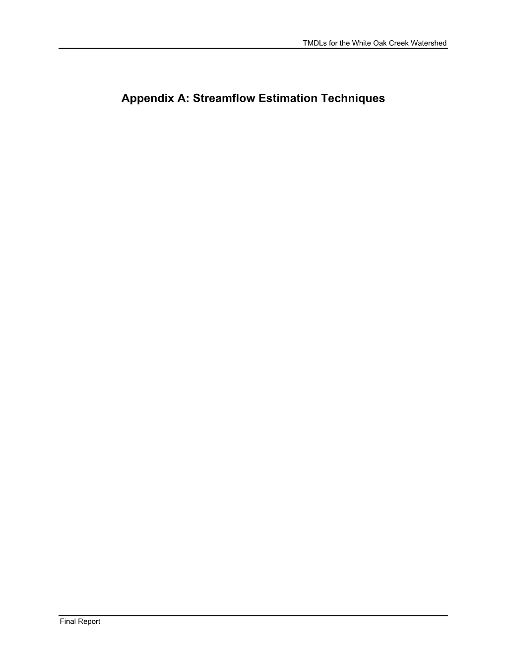 Appendix A: Streamflow Estimation Techniques