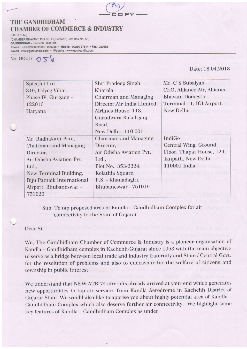 Epy- the GANDHIDHAM CHAMBER of COMMERCE & INDUSTRY (ESTD