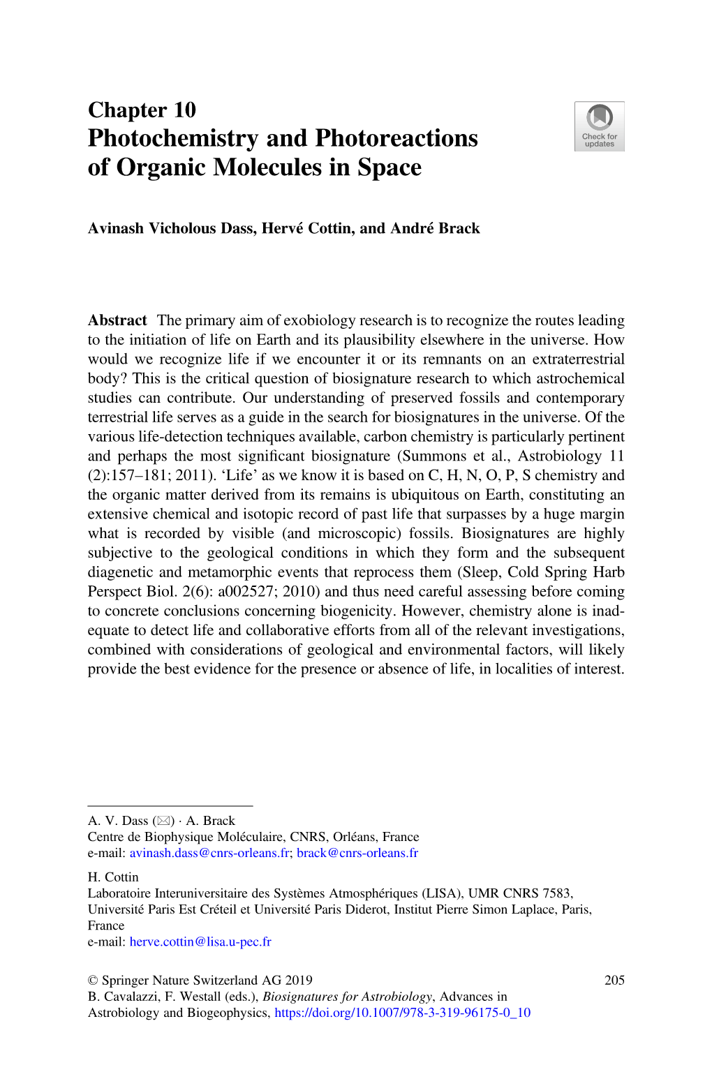 Photochemistry and Photoreactions of Organic Molecules in Space