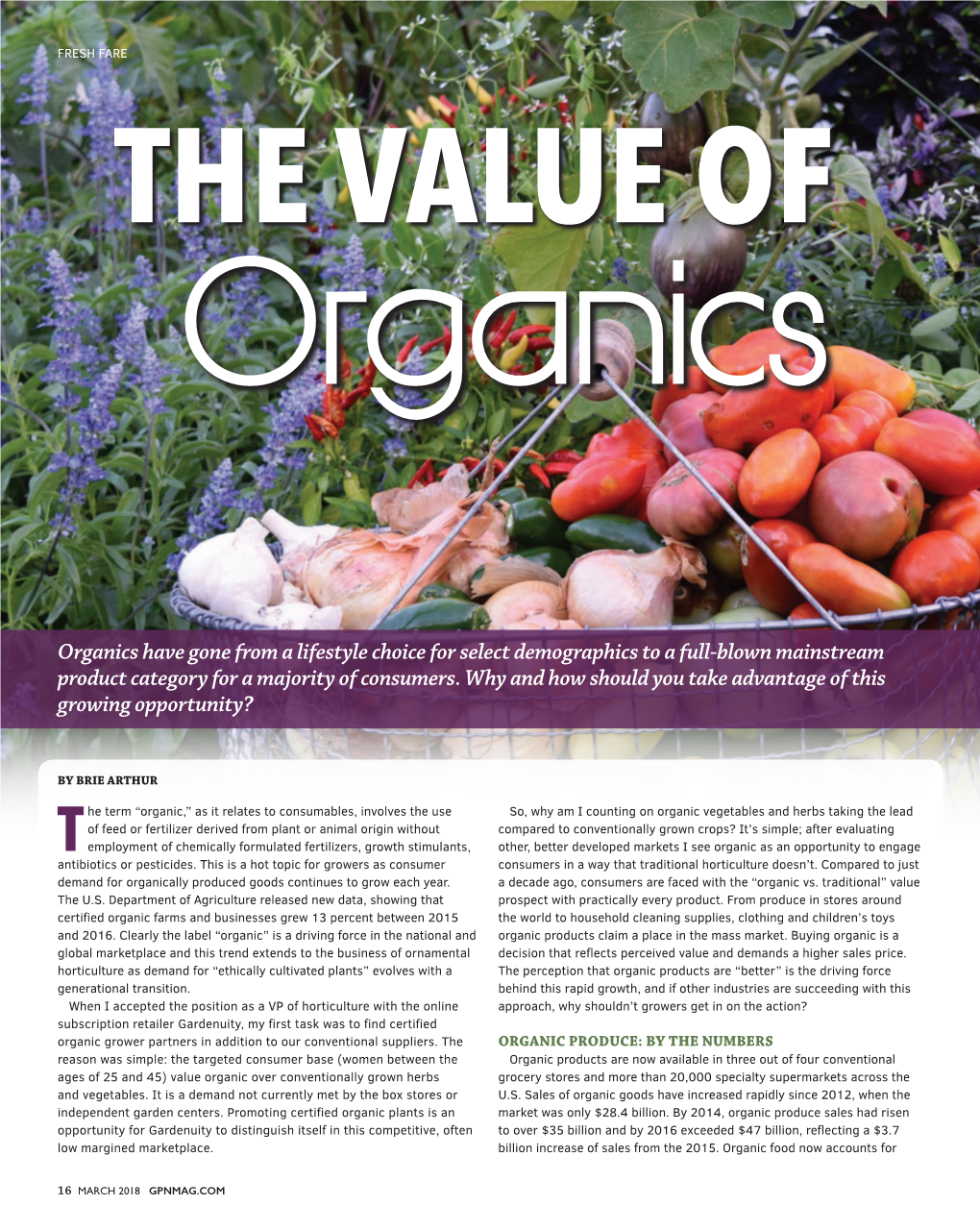 THE VALUE of Organics