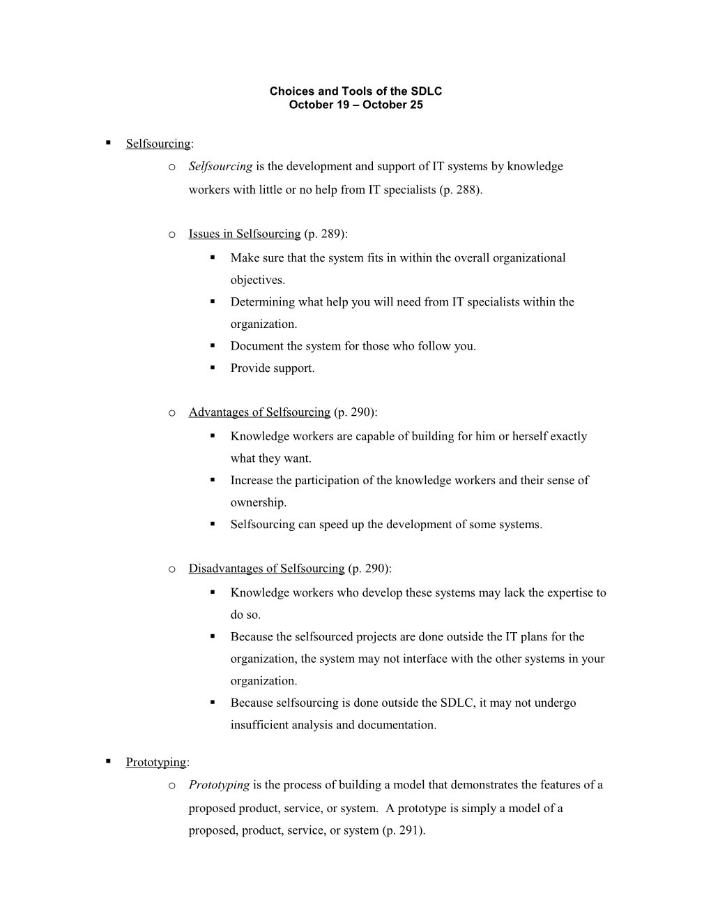 Choices and Tools of the SDLC