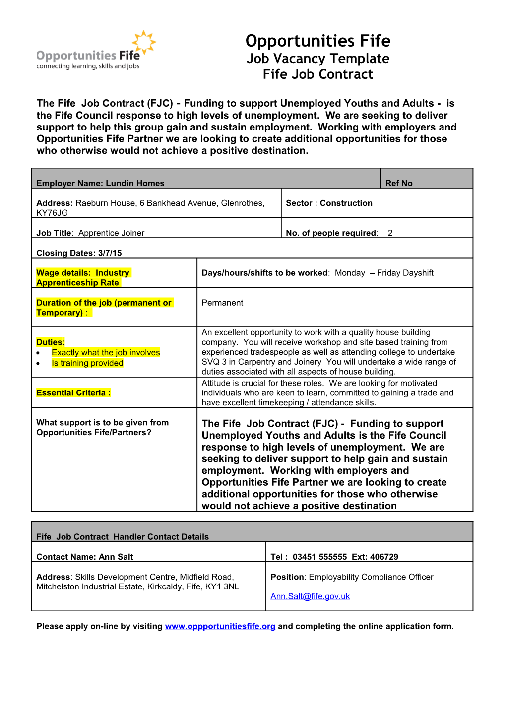 Annex 1 Future Jobs Fund Vacancy Template s1