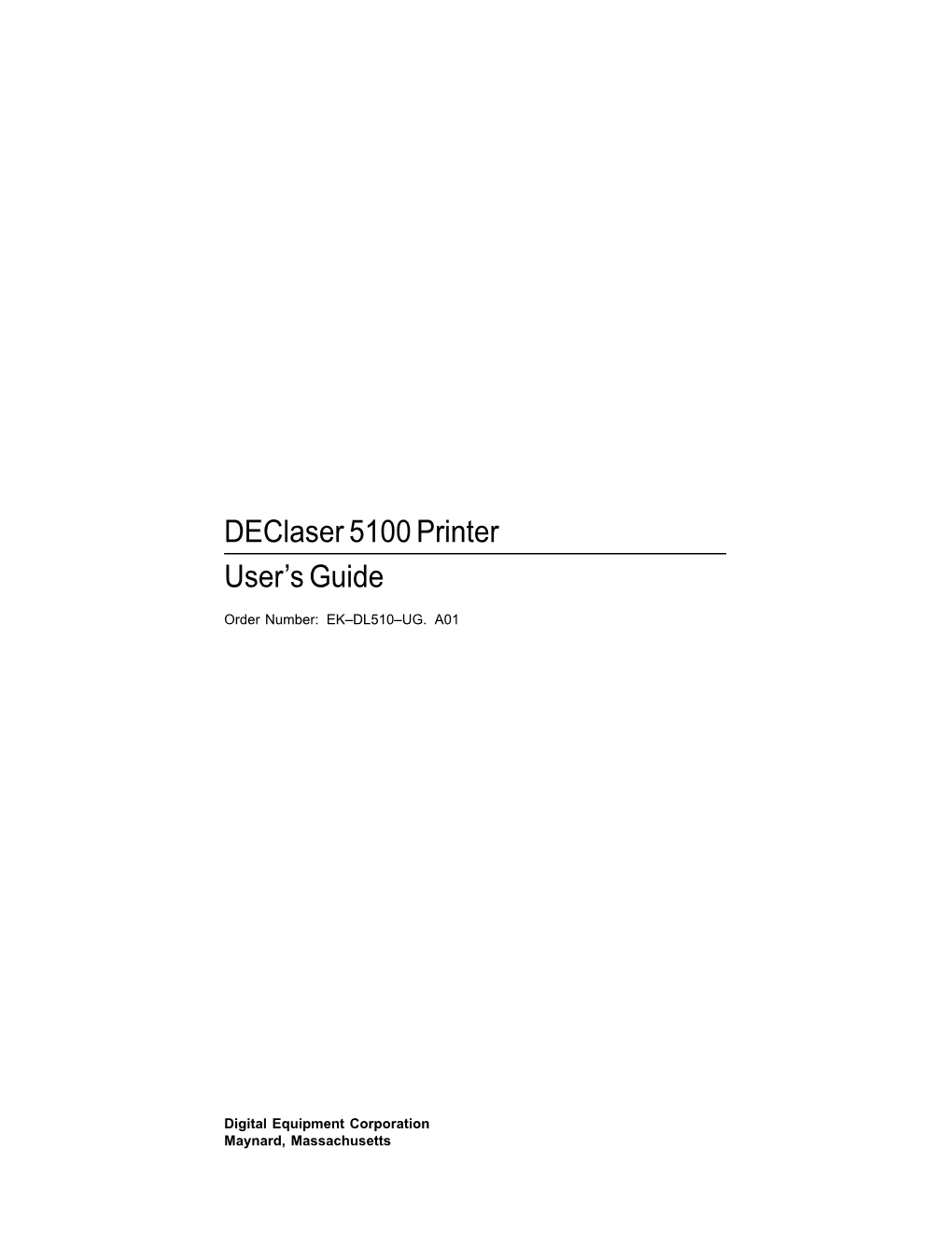 Declaser 5100 Printer User's Guide