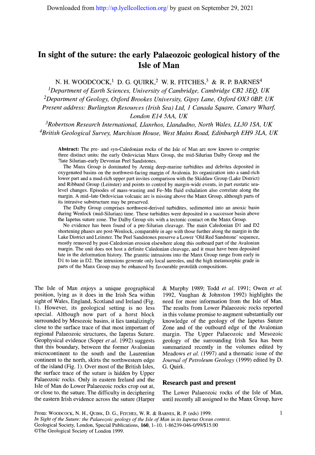 The Early Palaeozoic Geological History of the Isle of Man