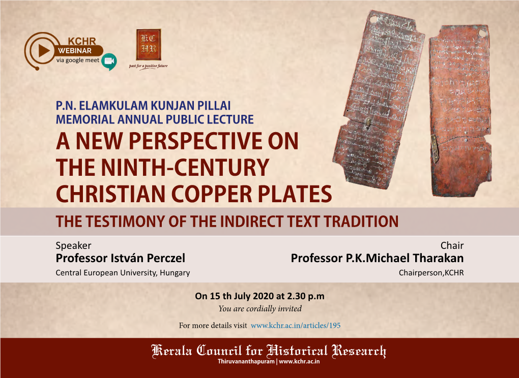 A New Perspective on the Ninth-Century Christian Copper Plates