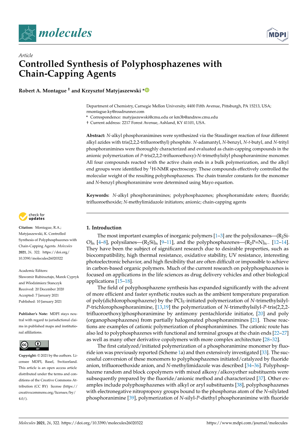 Controlled Synthesis of Polyphosphazenes with Chain-Capping Agents