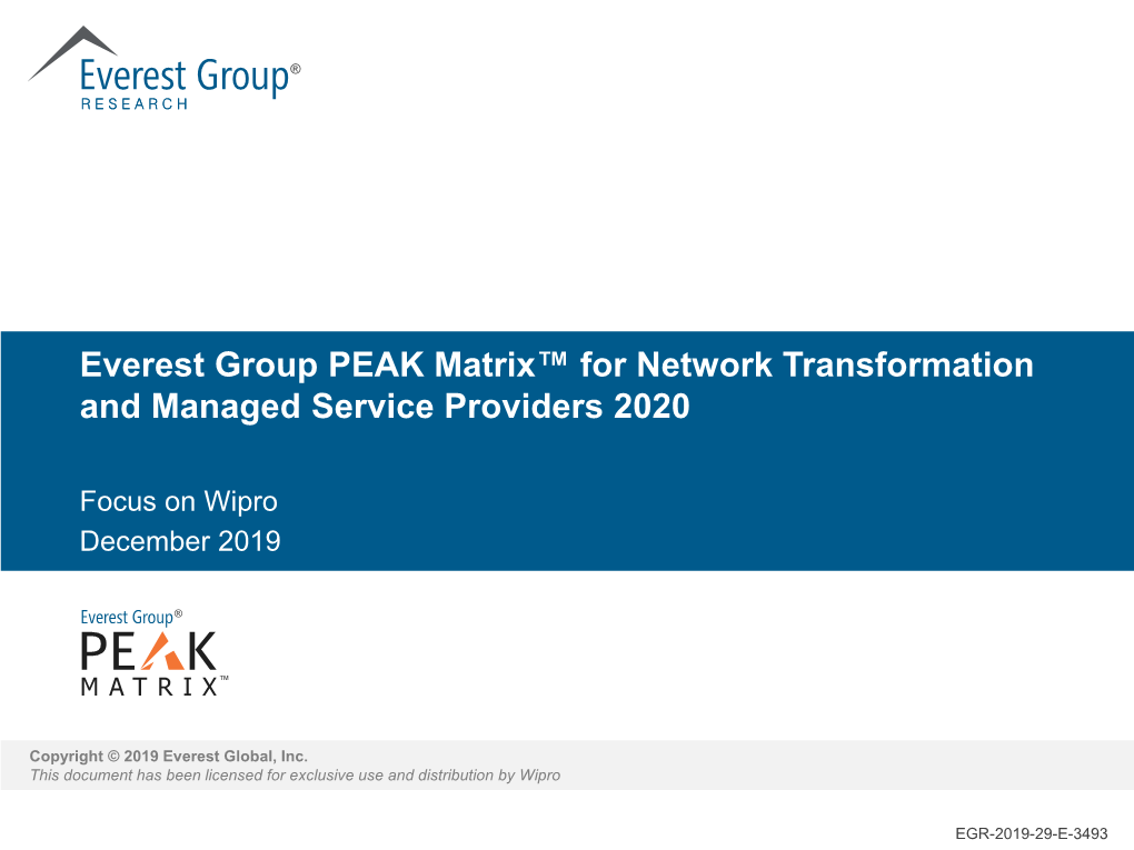 Everest Group PEAK Matrix for Network Transformation and Managed Services 2020