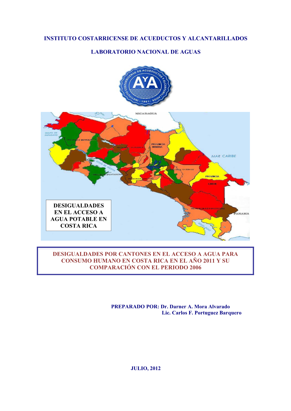 Desigualdades En El Acceso a Agua Potable En Costa Rica