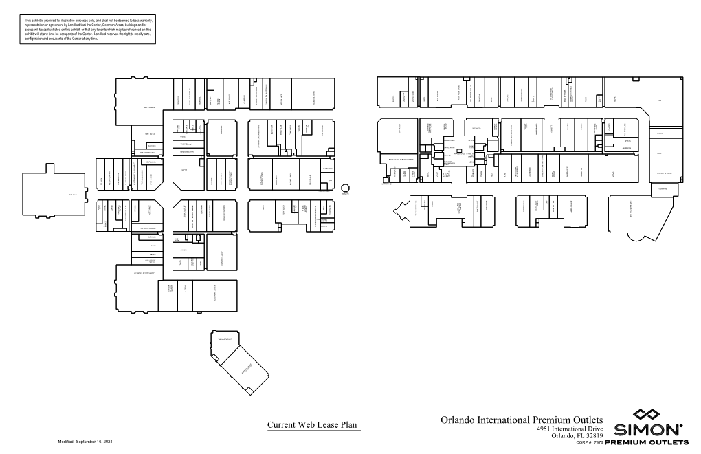 Orlando International Premium Outlets Current Web Lease Plan 4951 International Drive Orlando, FL 32819 Modified: September 16, 2021 CORP # 7976