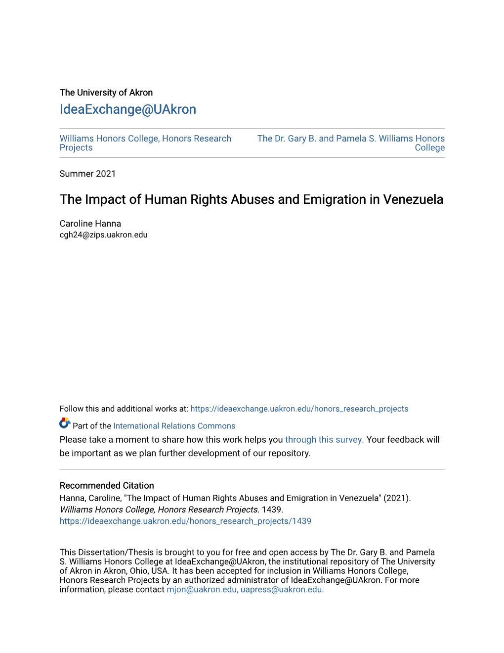 The Impact of Human Rights Abuses and Emigration in Venezuela