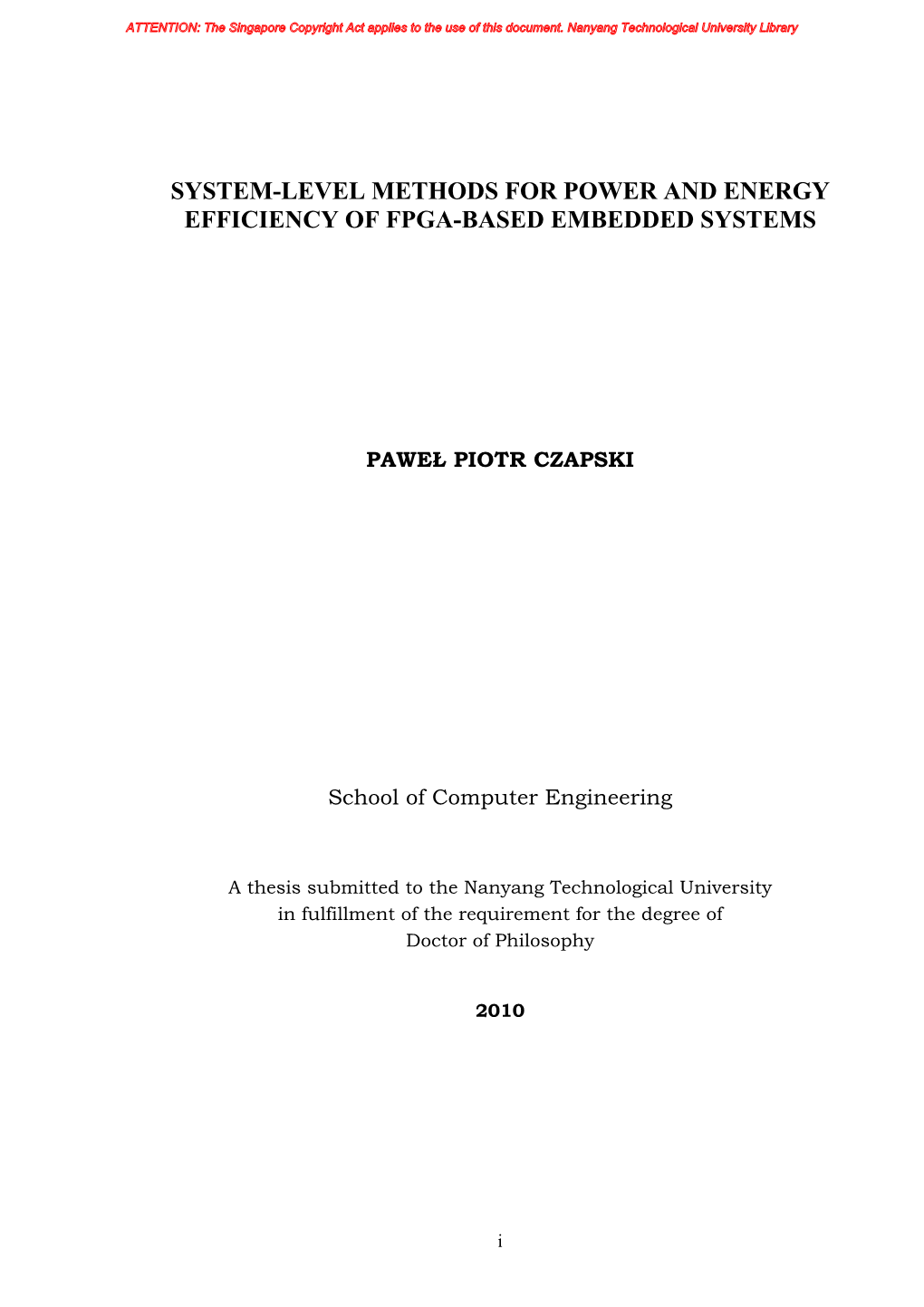 System-Level Methods for Power and Energy Efficiency of Fpga-Based Embedded Systems