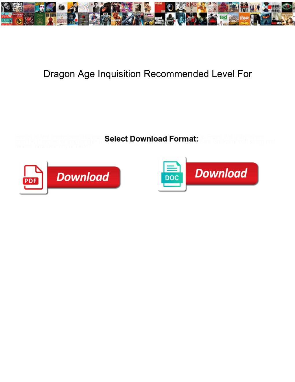 Dragon Age Inquisition Recommended Level For
