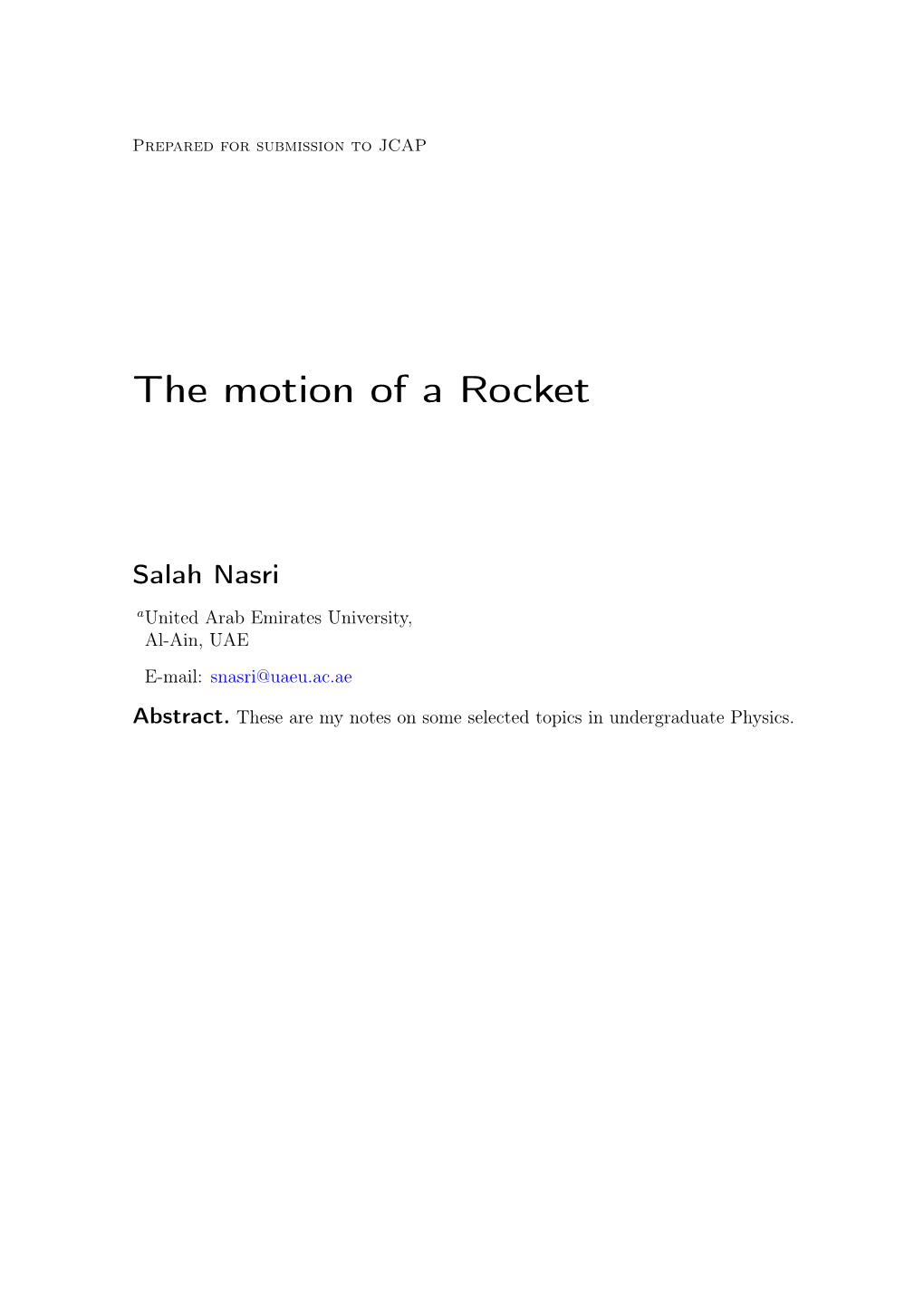 The Motion of a Rocket