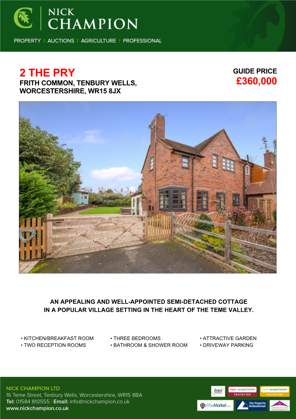 2 the Pry Guide Price Frith Common, Tenbury Wells, £360,000 Worcestershire, Wr15 8Jx